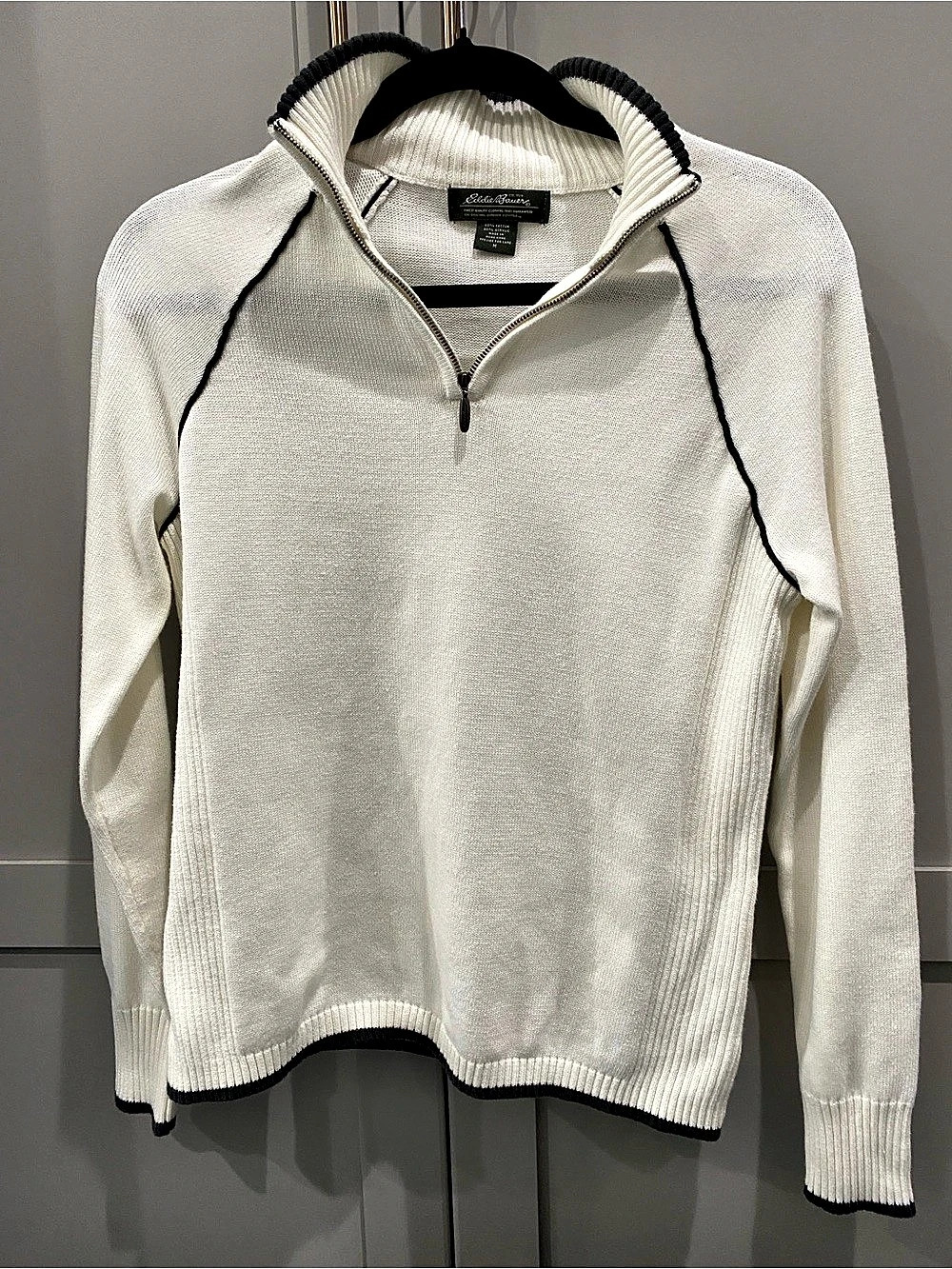 Eddie Bauer Men's Half-Zip Sweater White Size Medium Like New